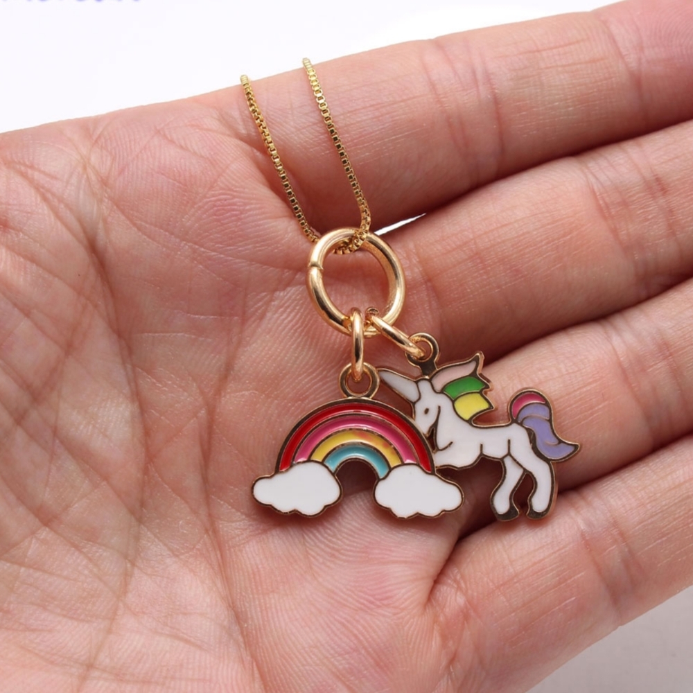 💝HP💝 Unicorn Kids Long Chain Necklace rainbow - Picture 6 of 8